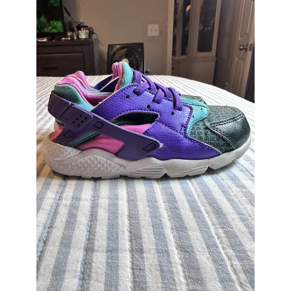 Nike Air Huarache Run GS Sneakers Purple Teal Pink Kids Size 10C‎ 318429-300